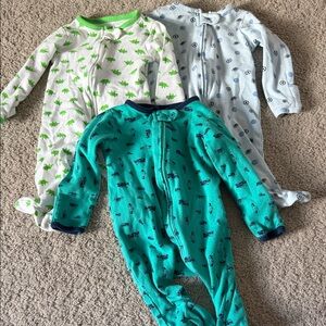 Adorable Kids Footies Set - Green, Blue, White